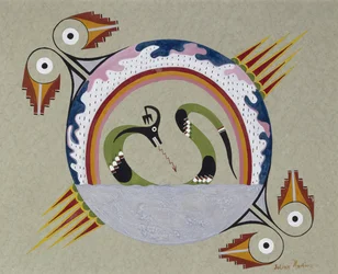 Gestileerd ontwerp van symbolen (Heilige Avanyu)